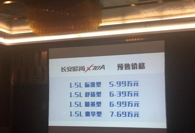 长安欧尚X70A将于2018年1月上市。