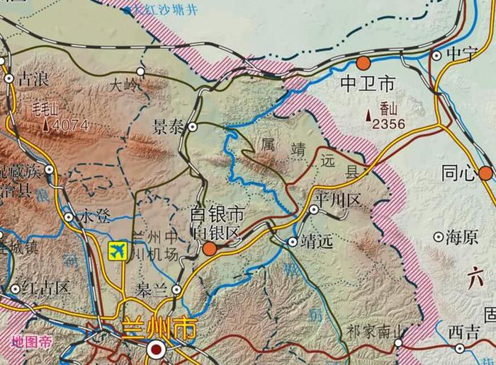 地图上甘肃白银市靖远县，为何被平川区分成两半？