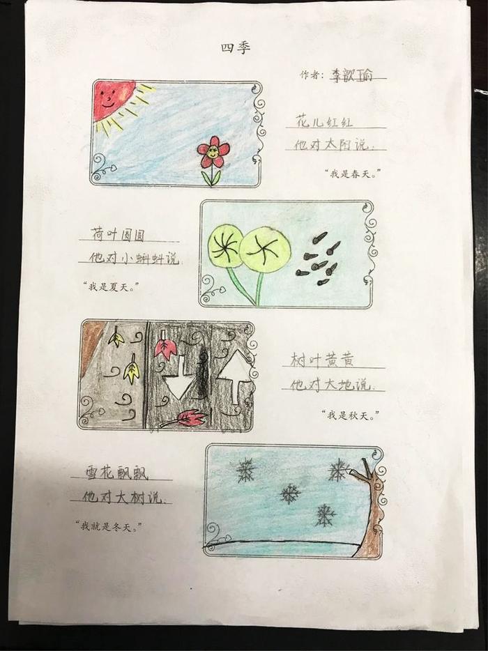 小学生辞岁迎春画报欣赏“写四季画四季”