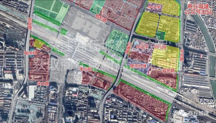 商丘市火车站高铁核心区规划图【卫星地图版】