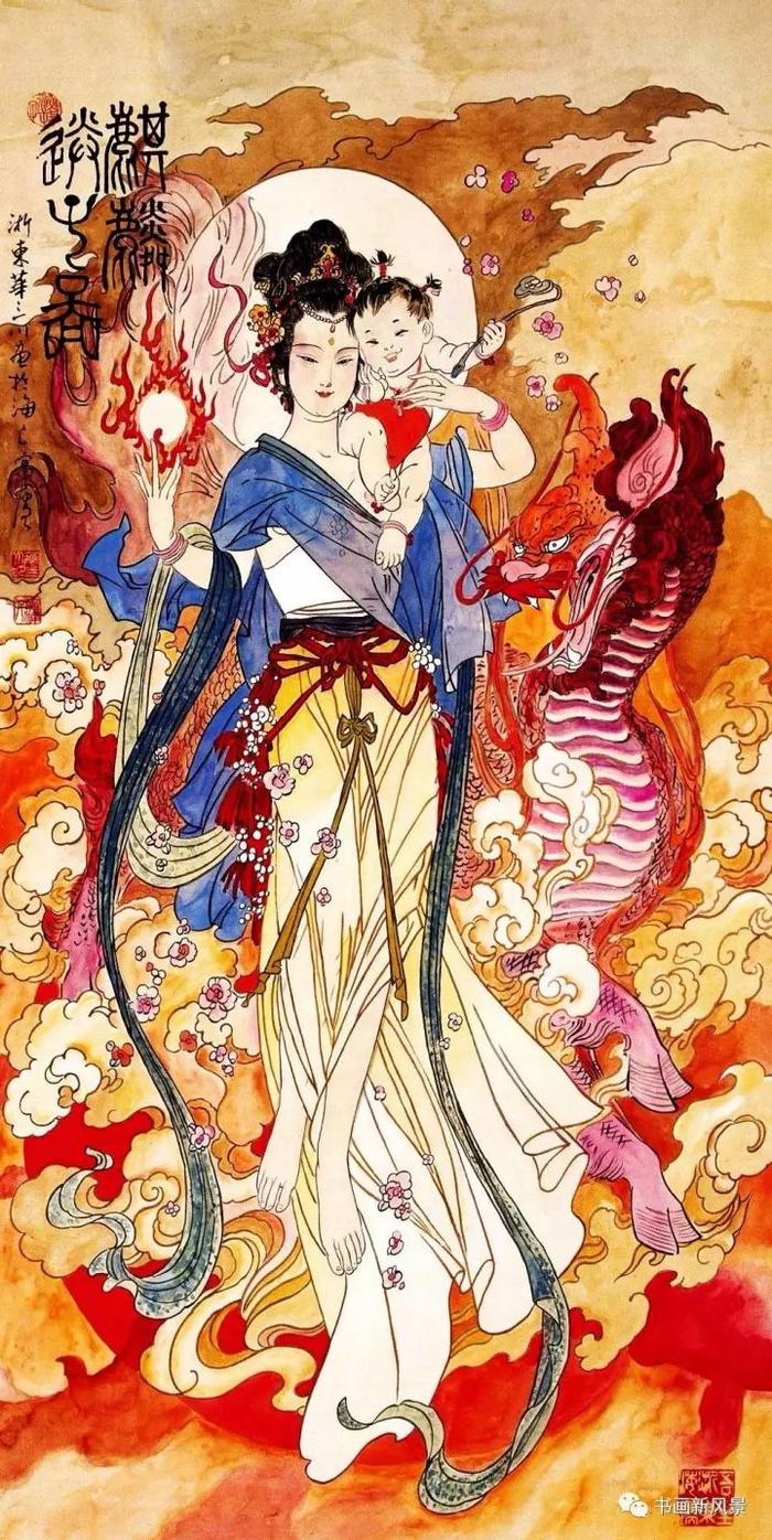 华三川仕女图，鲜艳动人！