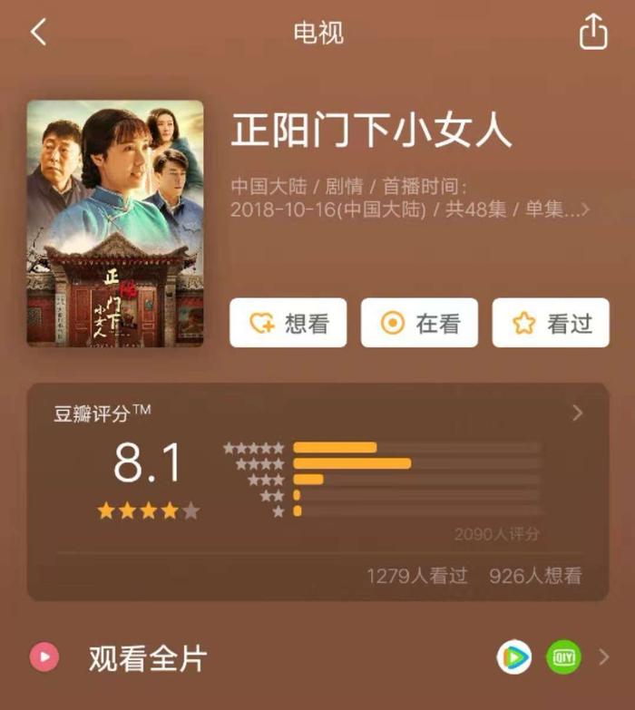 评分8.1的《正阳门下小女人》究竟有多好？