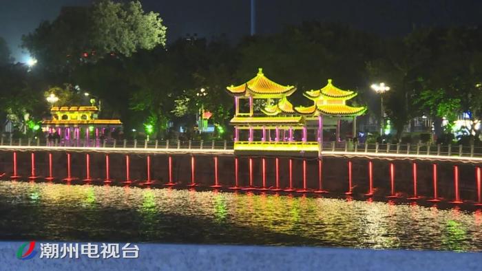 潮州饶平县黄冈夜景美如画，华灯璀璨贺新春