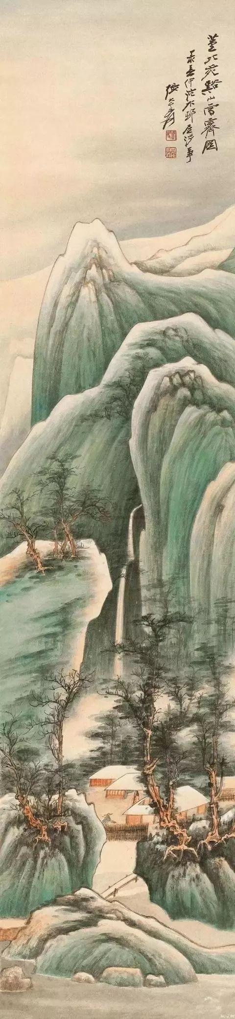 张大千的青绿山水画，真消暑！