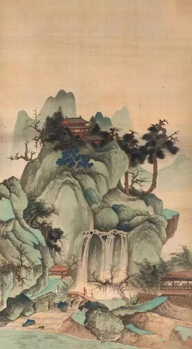 张大千的青绿山水画，真消暑！