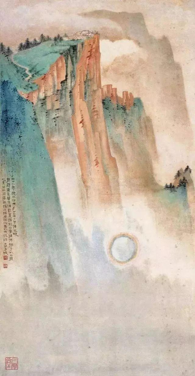 张大千的青绿山水画，真消暑！