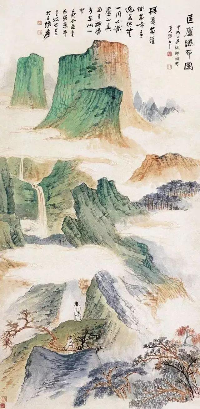 张大千的青绿山水画，真消暑！