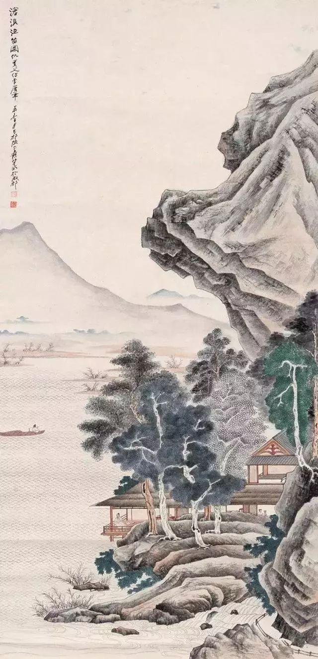 张大千的青绿山水画，真消暑！