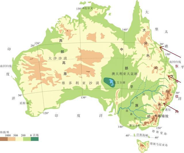 澳大利亚呈半环状分布的热带草原自然带，有着完全不同的降水来源