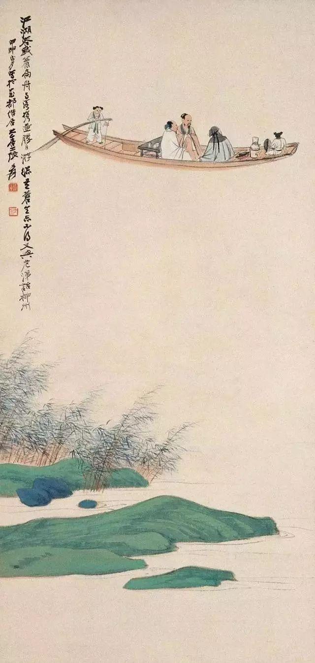 张大千的青绿山水画，真消暑！