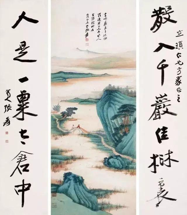 张大千的青绿山水画，真消暑！