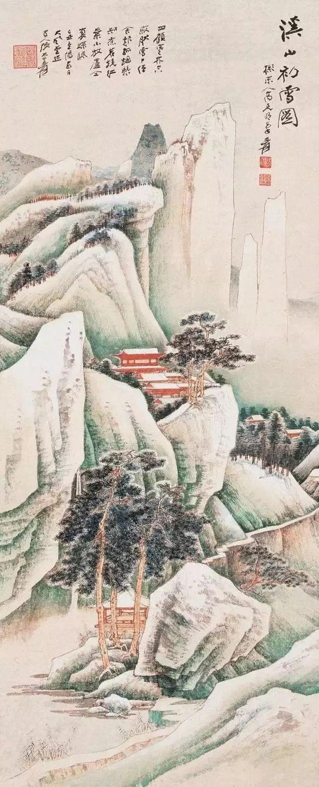 张大千的青绿山水画，真消暑！