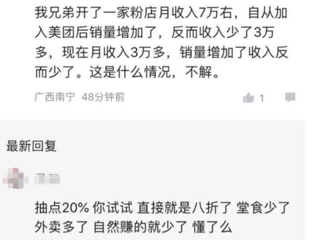 餐饮店主：打死不再加入外卖平台！加入后月收入降了一半