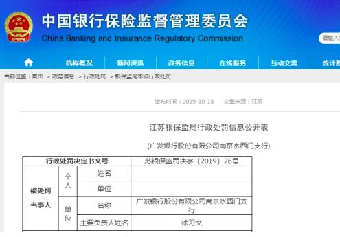 广发银行流年不利 一日再收3张银保监局罚单罚款合计190万