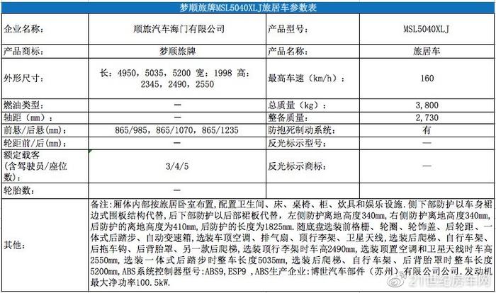 基于大通V80底盘改造 顺旅牌B型旅居车亮相工信部