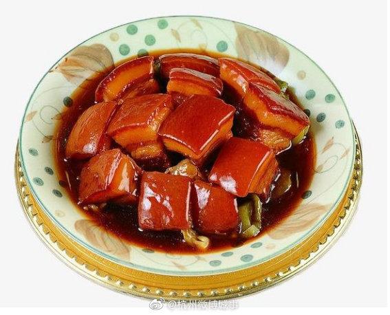 到了杭州，你可以吃：定胜糕，龙井虾仁，西湖醋鱼，杭州酱鸭