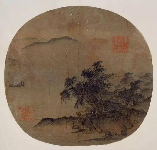 掛け軸】「絹本 人物閣樓図 夏圭」中国南宋画家 肉筆保證 唐物唐本