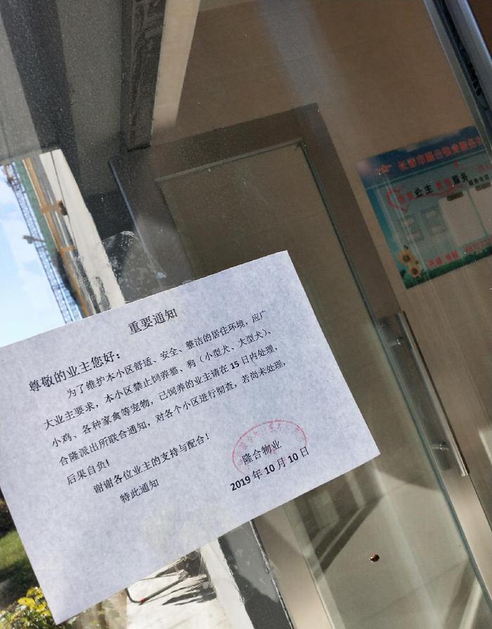 网友投稿： 合隆兴邦第一城禁止业主饲养猫狗等宠物