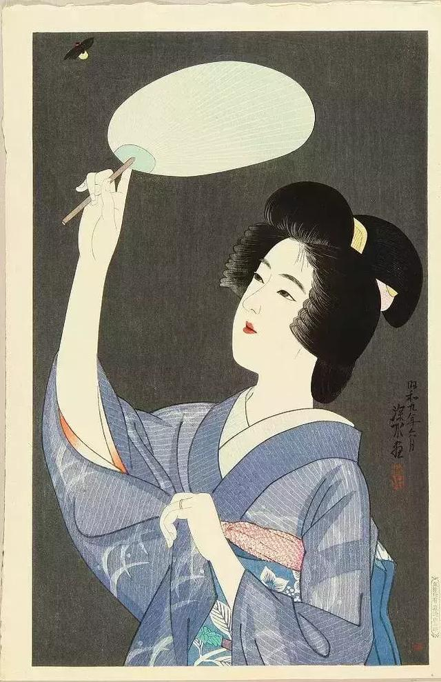 蔵出し「真作」宮下柚葵「花火」美人画伊東深水門下美人画重鎮