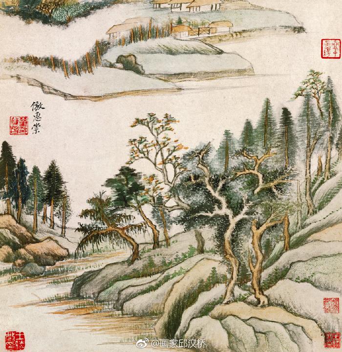 仿古山水册》是明代画家董其昌创作的一套山水绘画作品