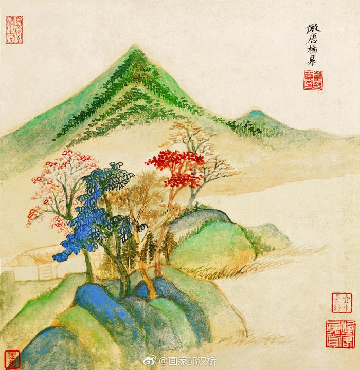 仿古山水册》是明代画家董其昌创作的一套山水绘画作品