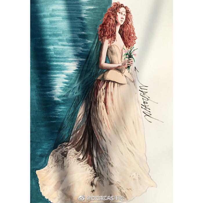 时装画 手绘
第一排 Vera Wang 婚纱
第二排 evening wear illustrati