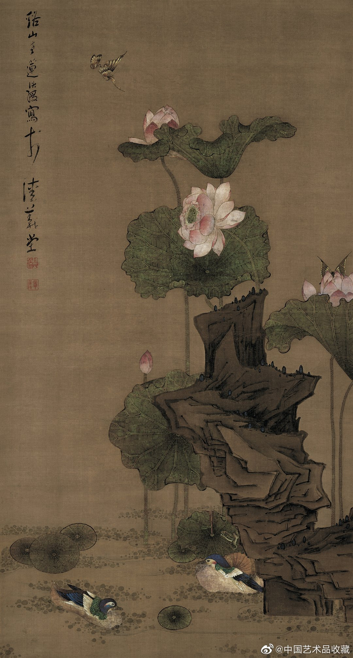 明陈洪绶《荷花鸳鸯图》|_新浪新闻