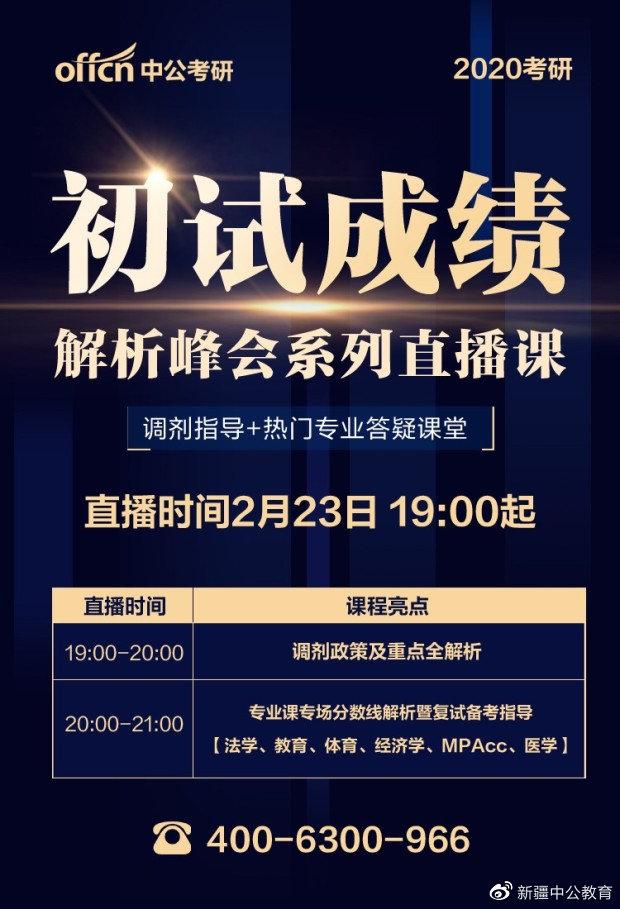 新疆2020年全国硕士研究生招生考试考生初试成绩今日12时公布