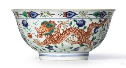 中国陶瓷◇「 清◇ 青花 五彩 龍鳳紋碗◇ 」極細工 唐物 中国