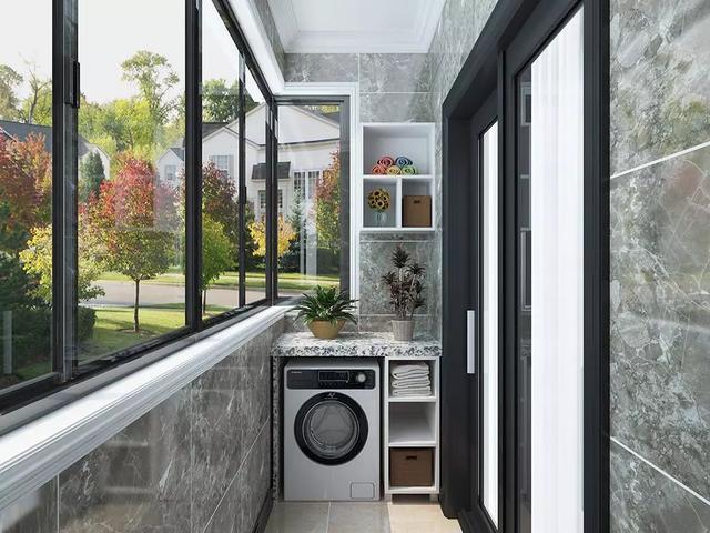 实用的阳台，洗衣机和吊柜都不能少，你家做了吗？