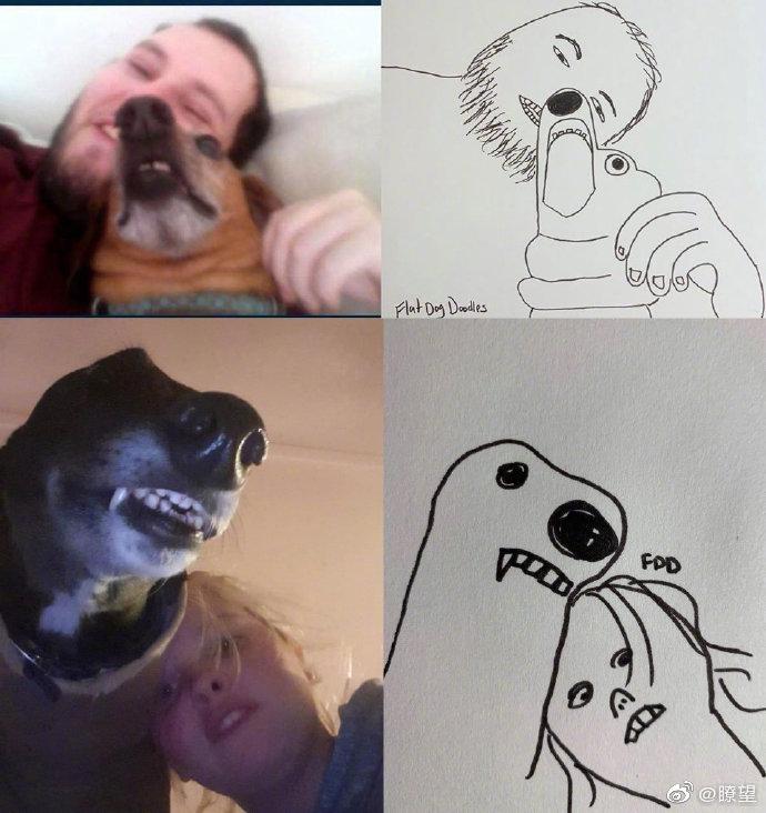 国外一位狗主人po出自己随便画的怪异狗子涂鸦，没想到竟然意外走红