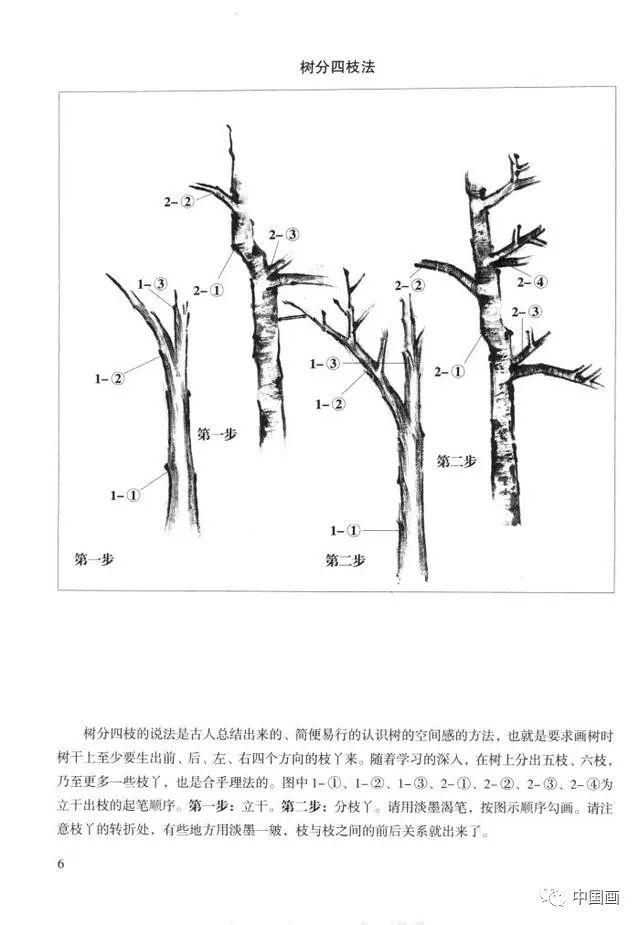 中国画画法教程之怎样画杂树，树木的结构及作画步骤详解