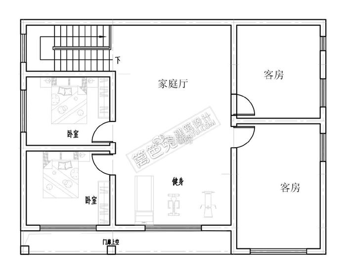 新农村自建房一层半小别墅外观效果图+户型图+全套施工图纸