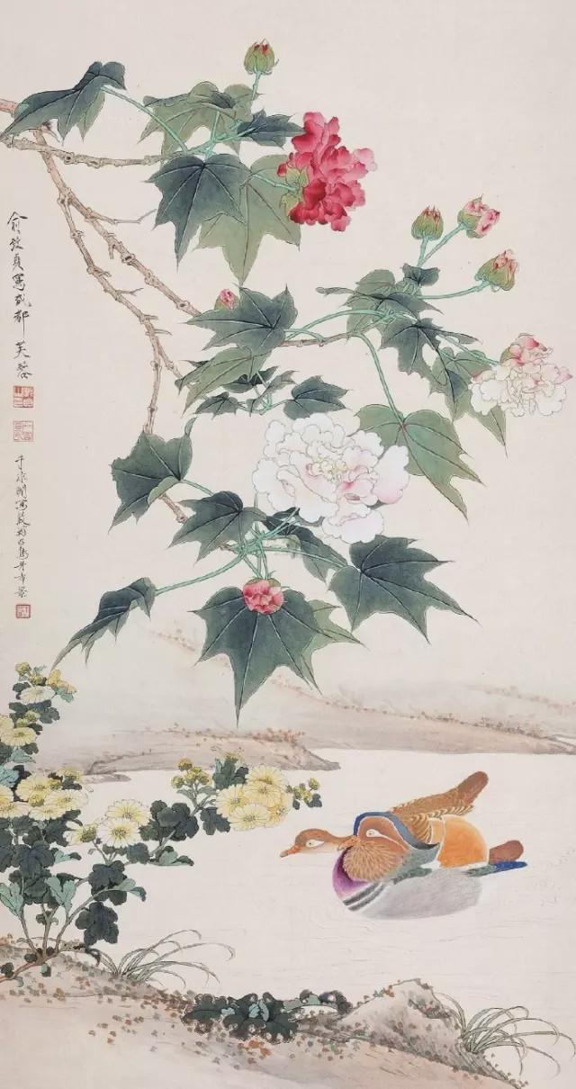 大师笔下的芙蓉花，似美人初醉！