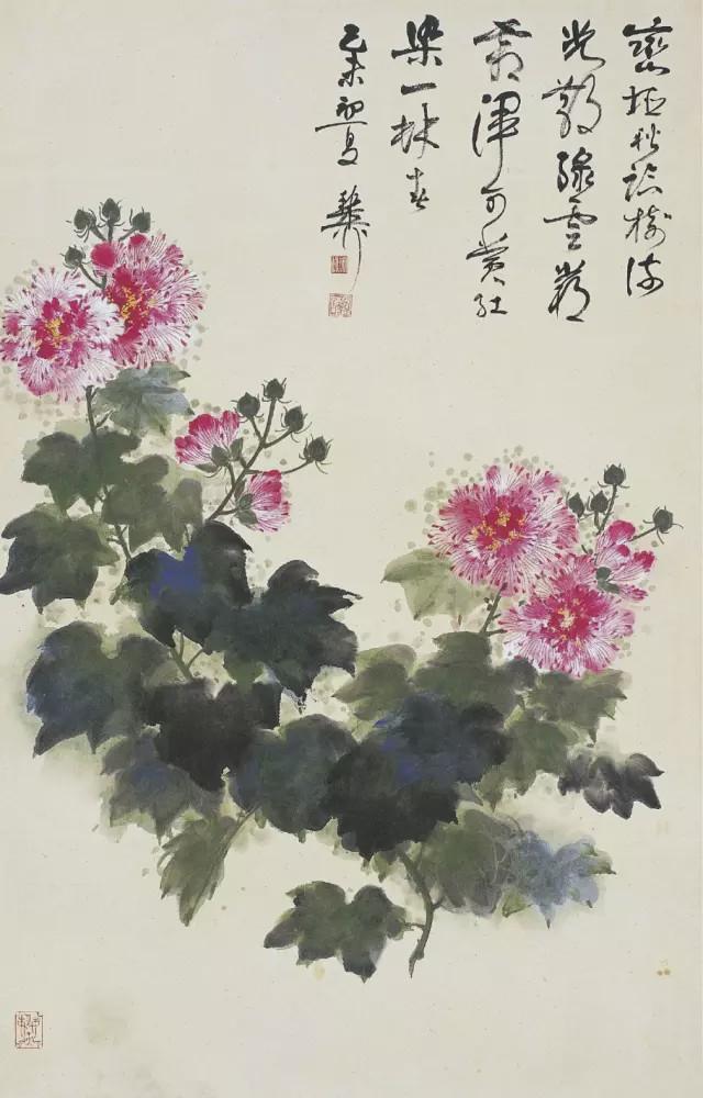 大师笔下的芙蓉花，似美人初醉！