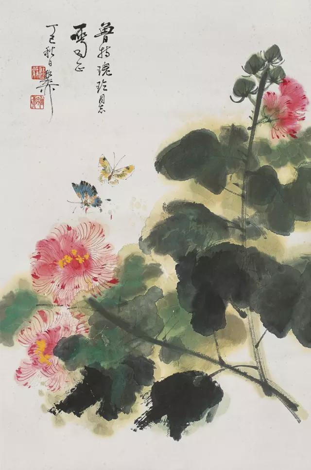 大师笔下的芙蓉花，似美人初醉！