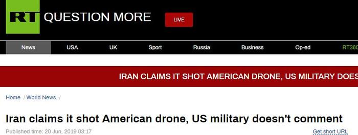 伊朗宣称击落入侵领空的美军“全球鹰”无人机