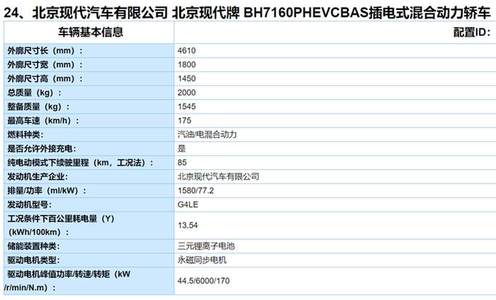 对标卡罗拉/雷凌双擎E+，纯电续航85km，现代领动PHEV7月上市