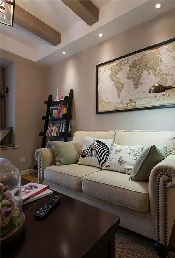 95平米简美混搭两居，客厅内设计阅读区，创意设计让家功能完美