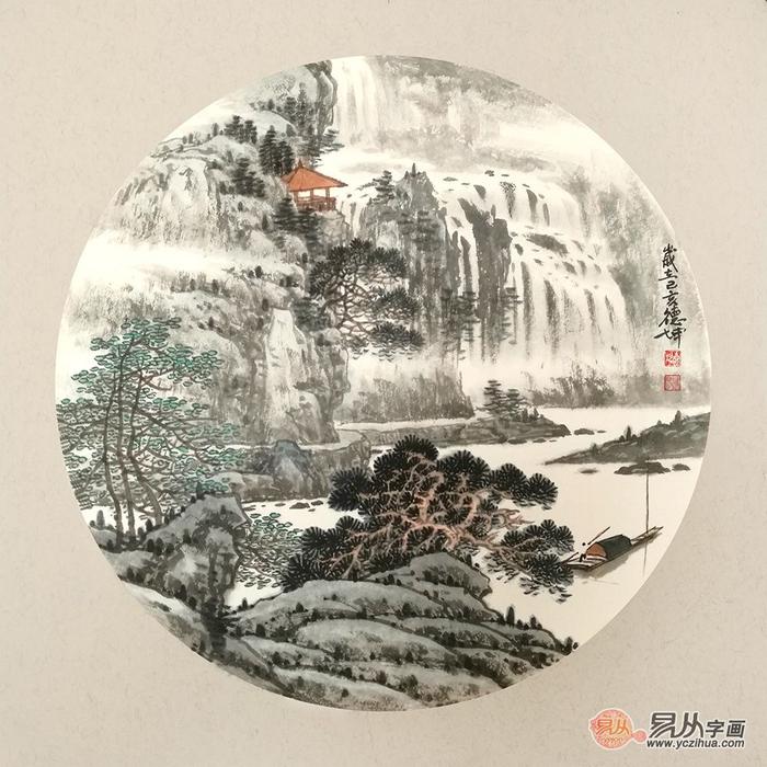 国画山水小品画系列·林德坤国画团扇作品欣赏