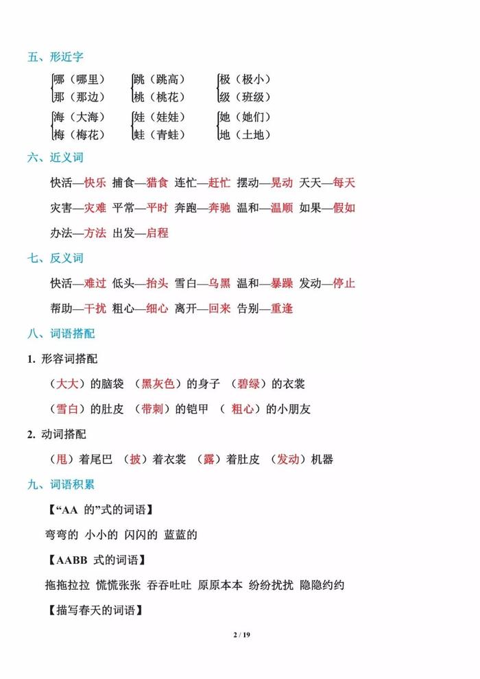 送！部编版1-3年级语文上册全册知识点汇总，可打印