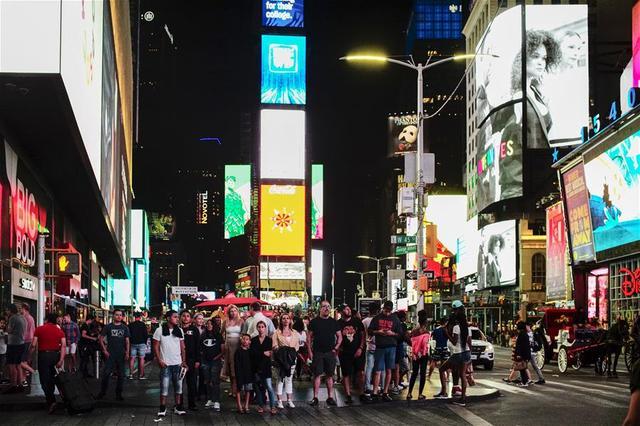 夜幕下的纽约时报广场