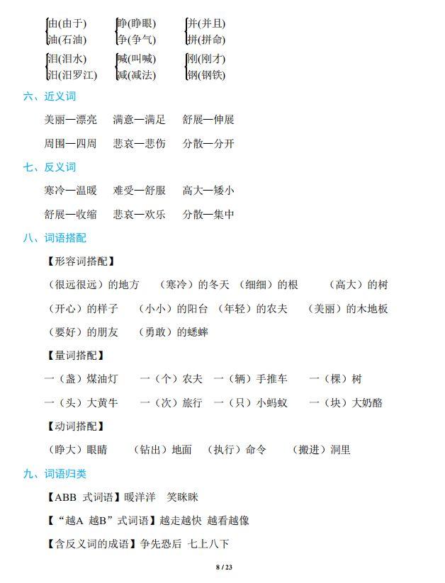 送！部编版1-3年级语文上册全册知识点汇总，可打印