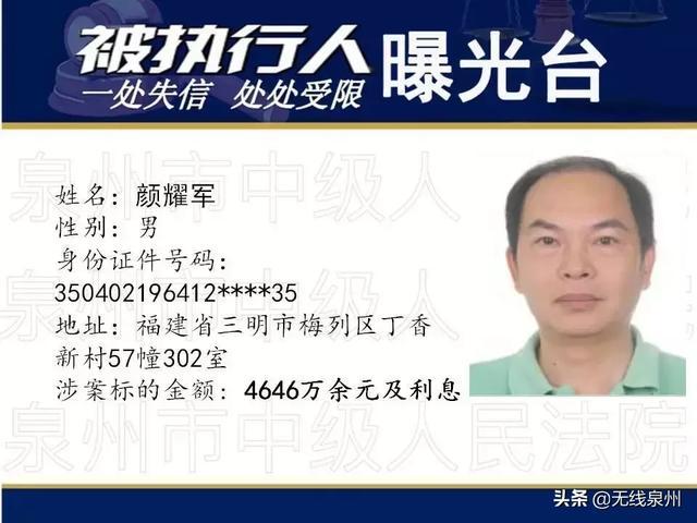 最新！泉州中院公开发布被执行人名单，最高欠款1.2亿余元