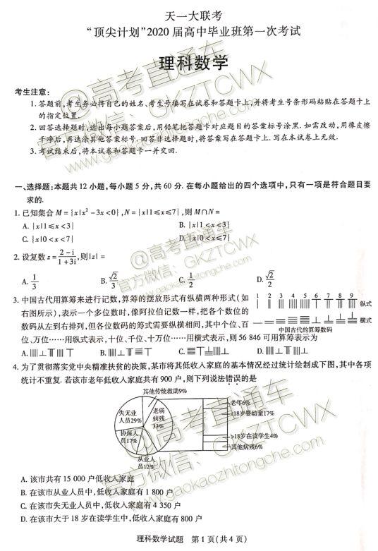 首发！2020高三首场大型模考试题答案出炉，你会做吗？