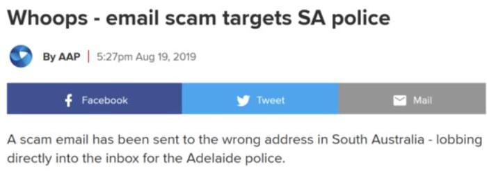 玩大了！澳洲一诈骗邮件写错地址寄到警察局