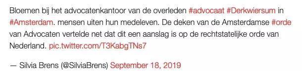 突发！荷兰一名顶级刑事律师被血腥枪杀，背后可能涉及黑道纷争​