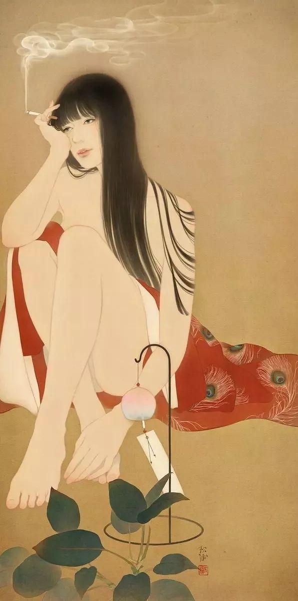 日本美女艺术家的人体工笔画绘画作品，美极了