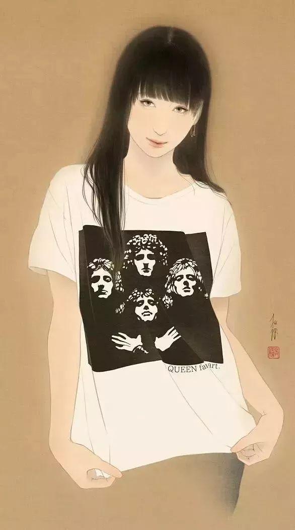 日本美女艺术家的人体工笔画绘画作品，美极了