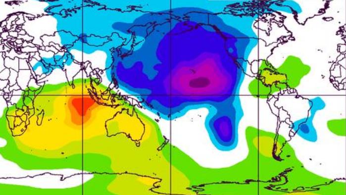 太平洋发现异常，NOAA图上出现八卦阵，连带中国中东异常干燥